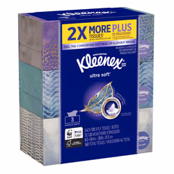Kleenex Ultra Soft & Strong Facial Tissues  120 Tissues per Flat Box  3 Pack