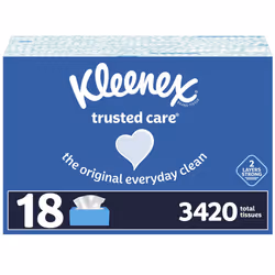 Kleenex Trusted Care Facial Tissues 190 Count Pack of 18 3 420 Total Tissues