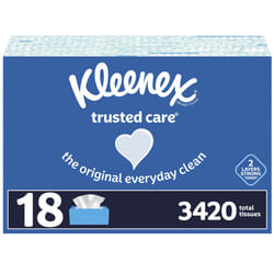 Kleenex Trusted Care Facial Tissues  190 Count Pack of 18 3 420 Total Tissues