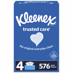Kleenex Trusted Care Everyday Facial Tissues  4 Rectangular Boxes  144 Tissues per Box 576 Tissues Total