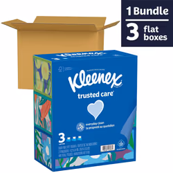 Kleenex Trusted Care Facial Tissues  3 Flat Boxes  160 Tissues per Box  2-Ply (480 Total Tissues)  Packaging May Vary