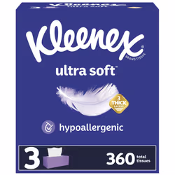 Kleenex Ultra Soft Facial Tissues  3 Flat Boxes  120 Tissues per Box  3-Ply (360 Total Tissues)  Packaging May Vary
