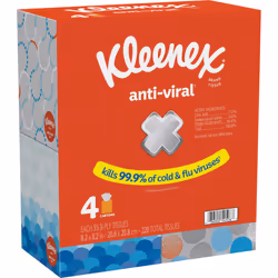 Kleenex Anti-Viral Facial Tissues  Classroom or Office Tissue  4 Cube Boxes  55 Tissues per Box  3-Ply (220 Total Tissues)