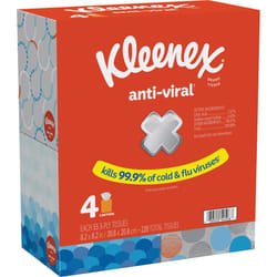 Kleenex Anti-Viral Facial Tissues  Classroom or Office Tissue  4 Cube Boxes  55 Tissues per Box  3-Ply (220 Total Tissues)