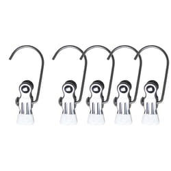 Mawa by Reston Lloyd Accessory Portable Non-Slip Semi Round Single Hook Hanging Clothes Pins/Clips for Laundry or Travel  Style K/1  Set of 5  White