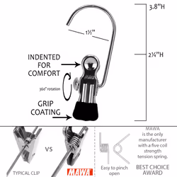 Mawa by Reston Lloyd Accessory Portable Non-Slip Semi Round Single Hook Hanging Clothes Pins/Clips for Laundry or Travel  Style K/1  Set of 5  White