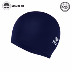 Latest Designed Long Hair Silicone Swim Cap, Keeps Hair Clean with Ear Protector,Waterproof Silicone Swimming Cap for Adult, Woman and Men (Navy)