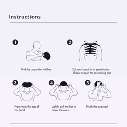 Latest Designed Long Hair Silicone Swim Cap, Keeps Hair Clean with Ear Protector,Waterproof Silicone Swimming Cap for Adult, Woman and Men (Navy)