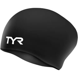 Unisex Tyr Long Hair Silicone Swim Cap, Black, M UK