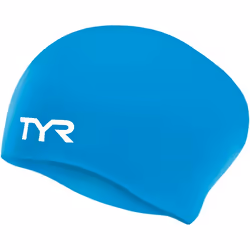 Unisex Tyr Long Hair Silicone Swim Cap, Black, M UK