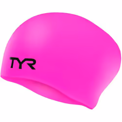 Unisex Tyr Long Hair Silicone Swim Cap, Black, M UK