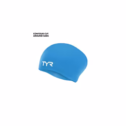 Latest Designed Long Hair Silicone Swim Cap, Keeps Hair Clean with Ear Protector,Waterproof Silicone Swimming Cap for Adult, Woman and Men (Blue)