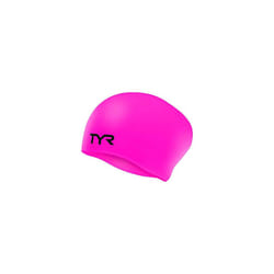 Unisex Tyr Long Hair Silicone Swim Cap, Fluo Pink, M UK
