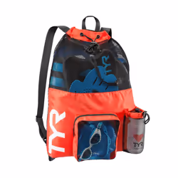 TYR Big Mesh Mummy Backpack for Wet Swimming Gym and Workout Gear Red