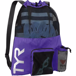TYR Big Mesh Mummy Backpack for Swim Gym and Workout Gear Purple 40 L