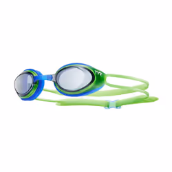 TYR Junior Blackhawk Racing Googles, Smoke/Fluro Green/Blue, One Size