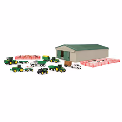 John Deere Die-Cast Farm Toys Playset - 1:64 Scale - Includes Farm Animals Machine Shed Toy Tractors Toy Trucks and Farm ...