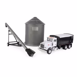 TOMY Big Farm Grain Harvesting Set and Peterbilt 367 Straight Truck - 1:32 Scale - Includes Grain Box Grain Bin and Auger- ...
