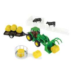 John Deere Haying Farm Playset - 1:32 Scale - Includes Tractor  Trailer  Farm Animals  and More - John Deere Tractor Toys and Farm Toys - 21 Count - A
