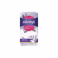 Always Xtra Protection 3-in-1 Daily Liners Extra Long, Unscented, 26 ct