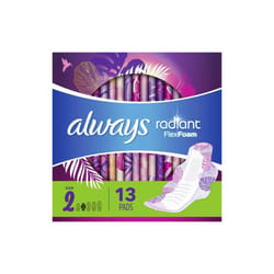 Always Radiant Pads, Heavy Flow Absorbency, Scented, Size 2, 13 ct