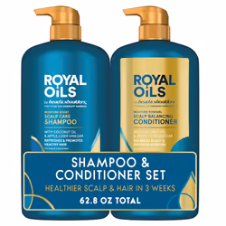 Head & Shoulders Royal Oils Dandruff Shampoo and Conditioner Set Coconut Oil & Apple Cider Vinegar Moisture Renewal Scalp ...