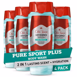 Old Spice Hydro Body Wash for Men  Pure Sport Plus Scent  Hardest Working Collection  16.0 oz Pack of 4