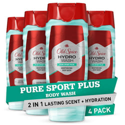 Old Spice Hydro Body Wash for Men  Pure Sport Plus Scent  Hardest Working Collection  16.0 oz Pack of 4