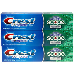 Crest Complete Multi-Benefit Fluoride Toothpaste - Extra Whitening and Scope Advanced Freshness - 8.2 oz each  3 count