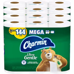 Charmin Ultra Gentle Toilet Paper 36 Mega Rolls = 144 Regular Rolls