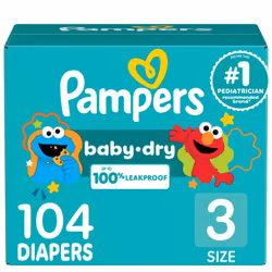 Pampers Diapers - Baby Dry - Size 3 104 Count Absorbent Disposable Infant Diaper (Packaging May Vary)