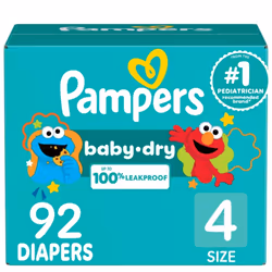 Pampers Diapers - Baby Dry - Size 4 92 Count Absorbent Disposable Infant Diaper (Packaging May Vary)