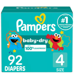 Pampers Diapers - Baby Dry - Size 4  92 Count  Absorbent Disposable Infant Diaper (Packaging May Vary)
