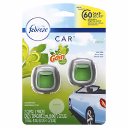 Febreze Car Air Fresheners Gain Original Scent Odor Fighter for Strong Odors Car Vent Clips (2 Count)