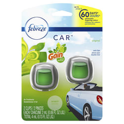 Febreze Car Air Fresheners  Gain Original Scent  Odor Fighter for Strong Odors Car Vent Clips (2 Count)