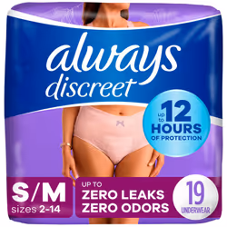 Always Discreet Adult Incontinence & Postpartum Underwear For Women Size Small/Medium White Maximum Absorbency Disposable ...