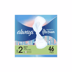 Always Infinity Pads, Winged, Unscented, Super Absorb, Size 2, 46 ct
