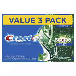 Crest + Scope Outlast Complete Whitening Toothpaste, Long-Lasting Mint, 5.4 oz (153 g) - 3 PACK