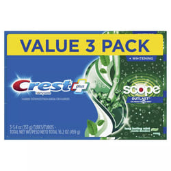 Crest + Scope Outlast Complete Whitening Toothpaste, Long-Lasting Mint, 5.4 oz (153 g) - 3 PACK