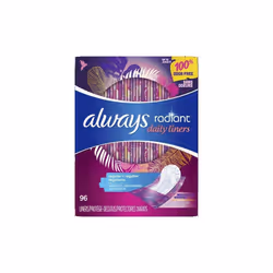 Always Radiant Regular Absorbency Daily Liners, Unscented, 96 Ct