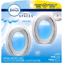 Febreze Small Spaces Air Freshener  Linen & Sky  Odor Eliminator for Strong Odors (2 Count)