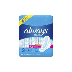 Always Maxi Pads, Winged, Unscented, Super, Extra Long, Size 3, 33 ct