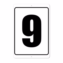 Numbered Sign 9 | 8 x 12 Aluminum Outdoor/Indoor Sign/Area Marker  Cur