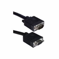 QVS CC320B-35 35 ft. Premium VGA HD15 Male to Female Tri-Shield Extension Black Cable