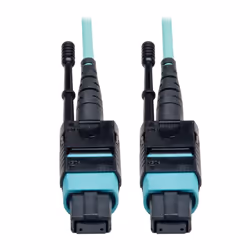 Tripp Lite N844-02M-12-P MTP/MPO Patch Cable with Push/Pull Tabs, 12 Fiber, 40GbE, 40GBASE-SR4, OM3 Plenum-Rated - Aqua, 2M ( ...