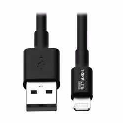 Tripp Lite M100-10N-BK-10 USB-A to Lightning Sync/Charge Cables (M/M) - MFi Certified, Black, 10 in. (0.25 m), Pack of 10, 0. ...