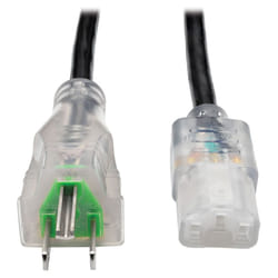 Tripp Lite Hospital-Grade Computer Power Cord Lead Cable with Clear Plugs, 13A, 16AWG (NEMA 5-15P to IEC-320-C13), 4.57 m (15-ft.)