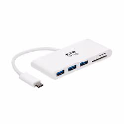 Tripp Lite U460-003-3AM 3-Port USB-C Hub with Card Reader, USB 3.x (5Gbps) Hub Ports and Card Reader Ports, White, USB 3.2 Ge ...