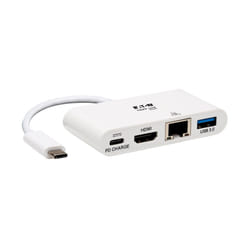 Tripp Lite U444-06N-H4GU-C USB-C Multiport Adapter - 4K HDMI, USB 3.x (5Gbps) Hub Port, GbE, 60W PD Charging, HDCP, White