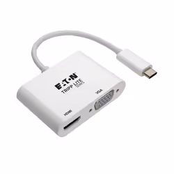 Tripp Lite U444-06N-HV4K USB-C Multiport Adapter (M/2xF) - 4K HDMI, VGA, White, 3840 x 2160 pixels